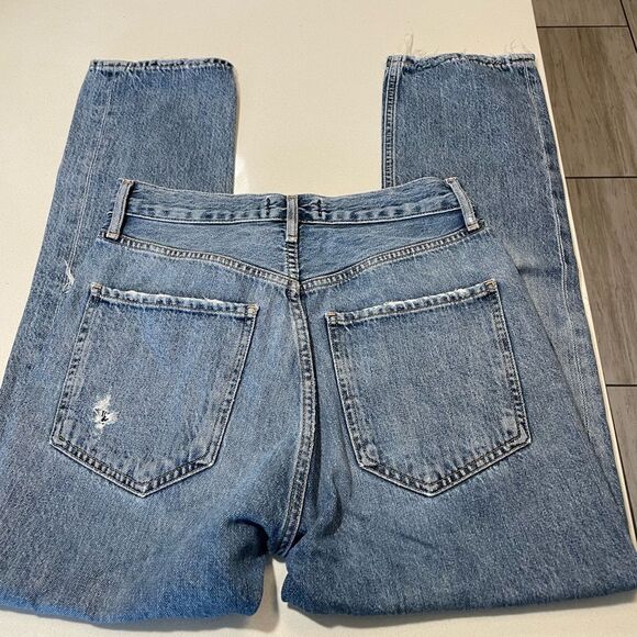 AGOLDE Riley Light Wash Distressed Straight Leg Jeans size 25. - Picture 2 of 12